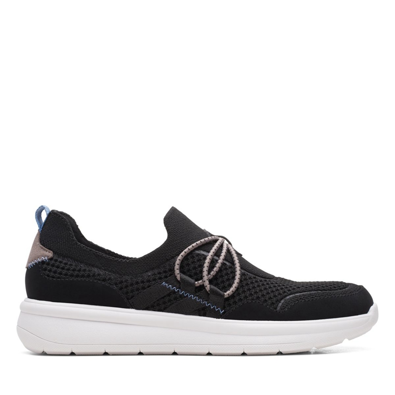 Black Women\'s Clarks Ezera Run Combi Slip Ons | 9261385-SY