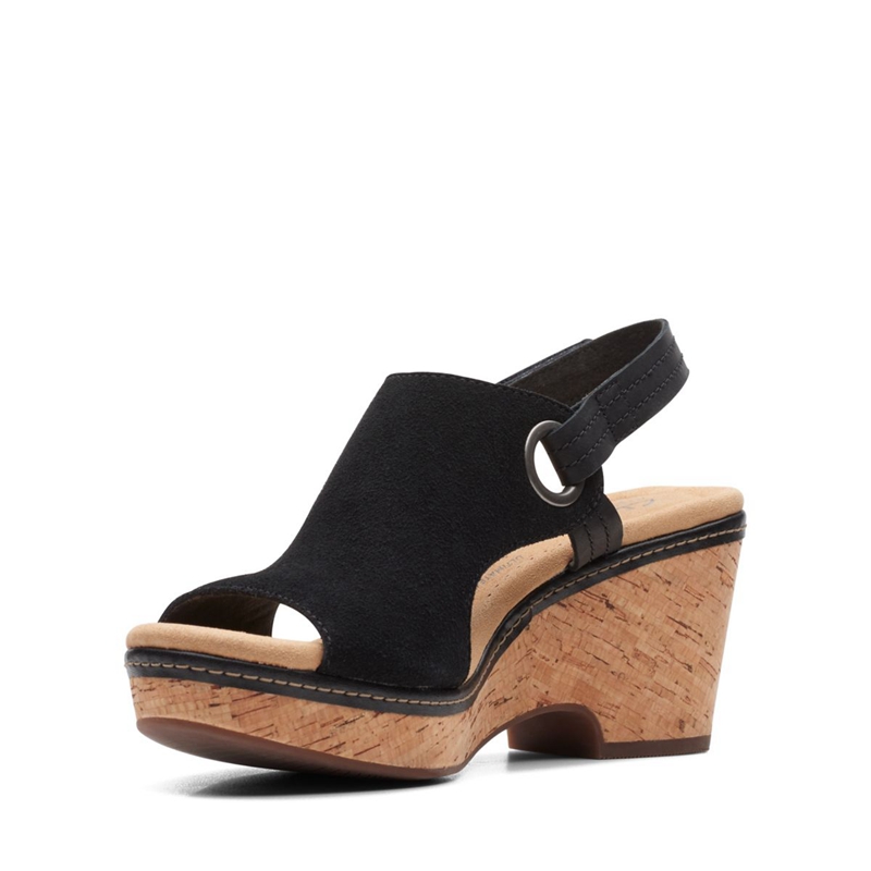 Black Women's Clarks Giselle Sea Sde Sandals | 8957362-KQ