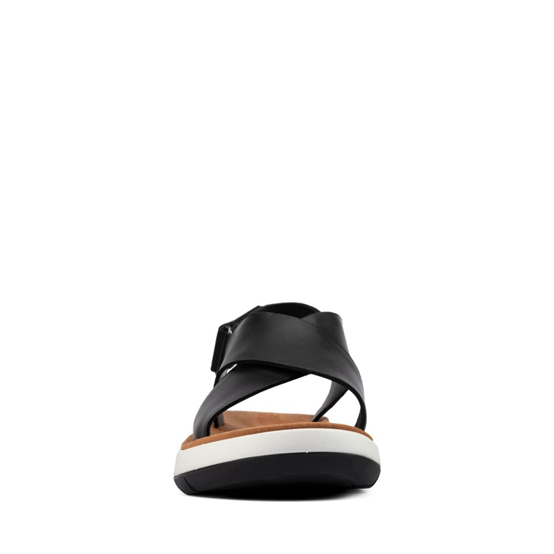 Black Women's Clarks Jemsa Cross Leather Sandals | 1039754-XC