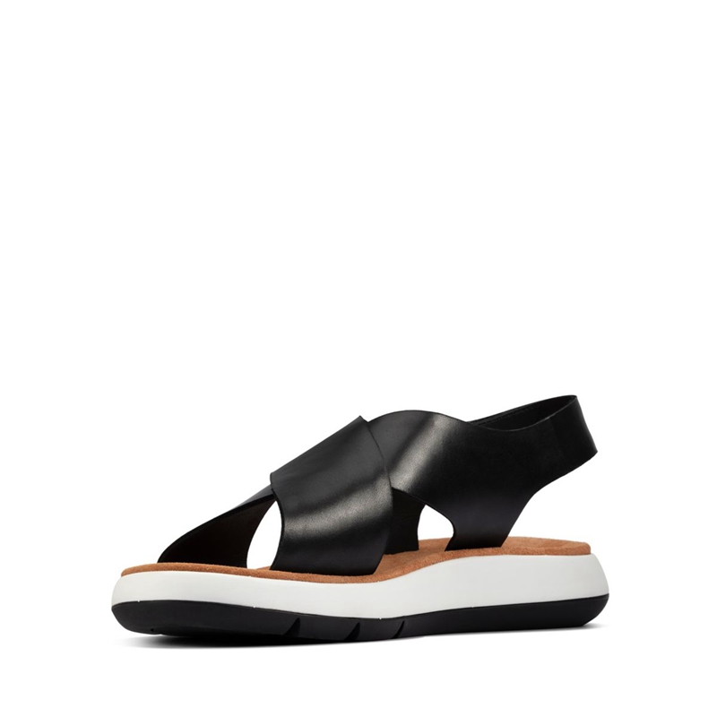 Black Women's Clarks Jemsa Cross Leather Sandals | 1039754-XC