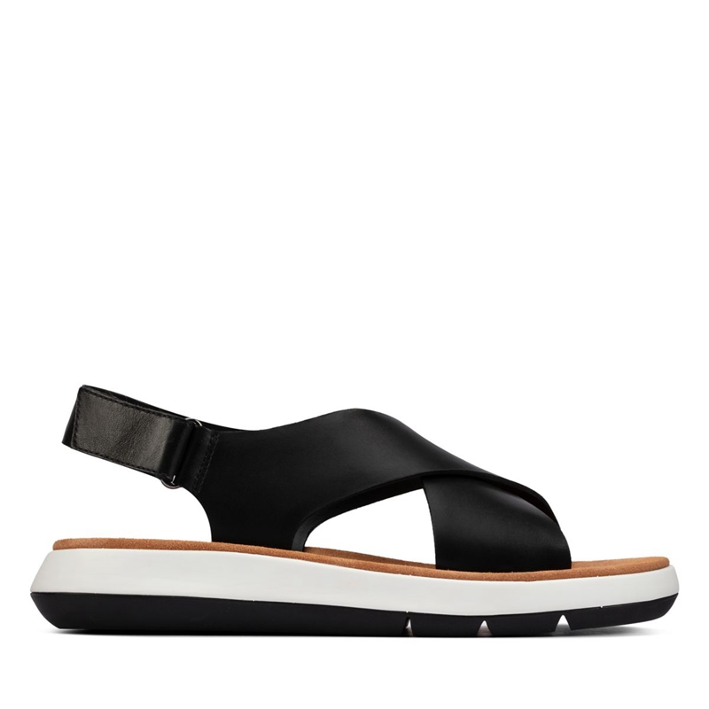 Black Women\'s Clarks Jemsa Cross Leather Sandals | 1039754-XC