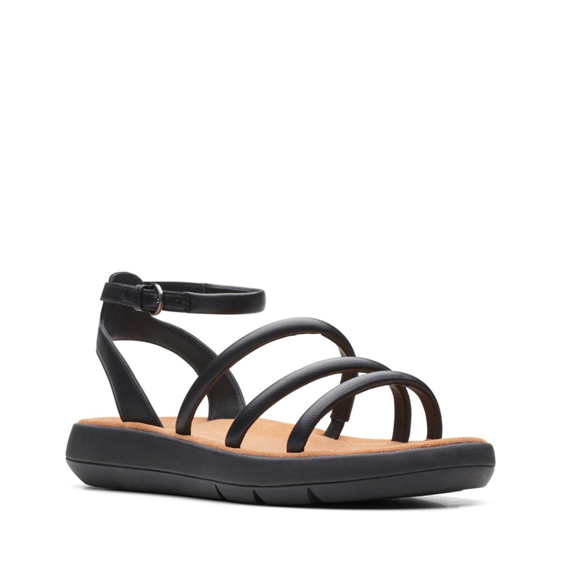 Black Women's Clarks Jemsa Style Leather Sandals | 1432976-PQ