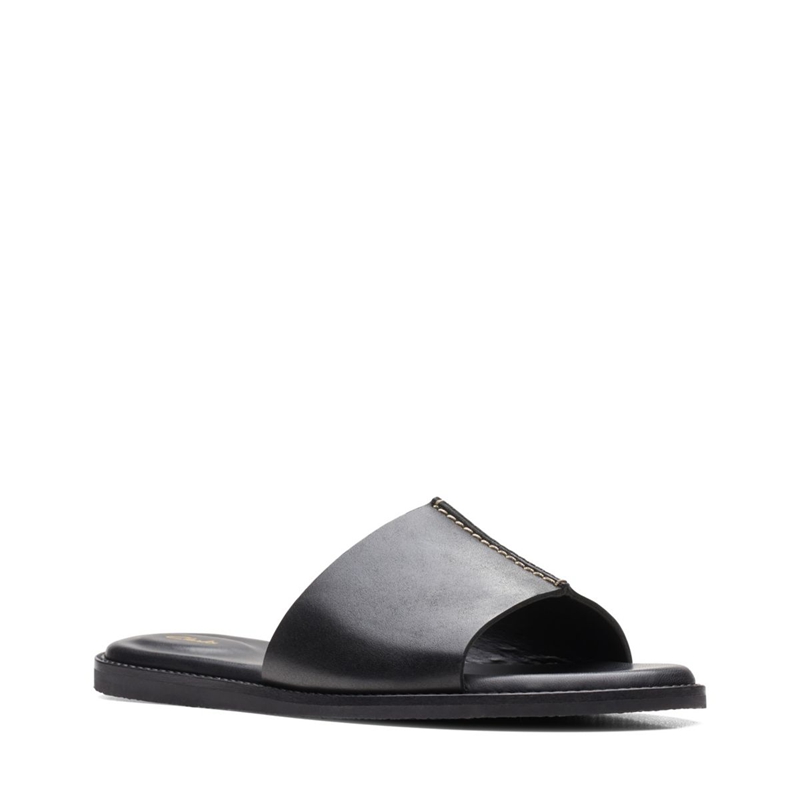 Black Women's Clarks Karsea Mule Leather Sandals | 2471583-TQ