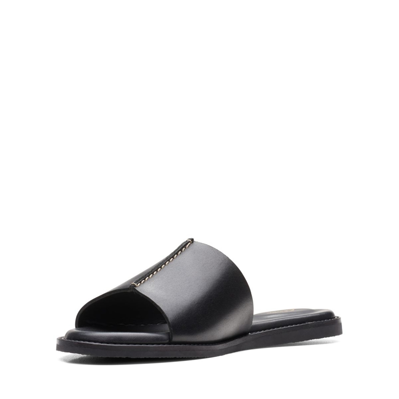 Black Women's Clarks Karsea Mule Leather Sandals | 2471583-TQ