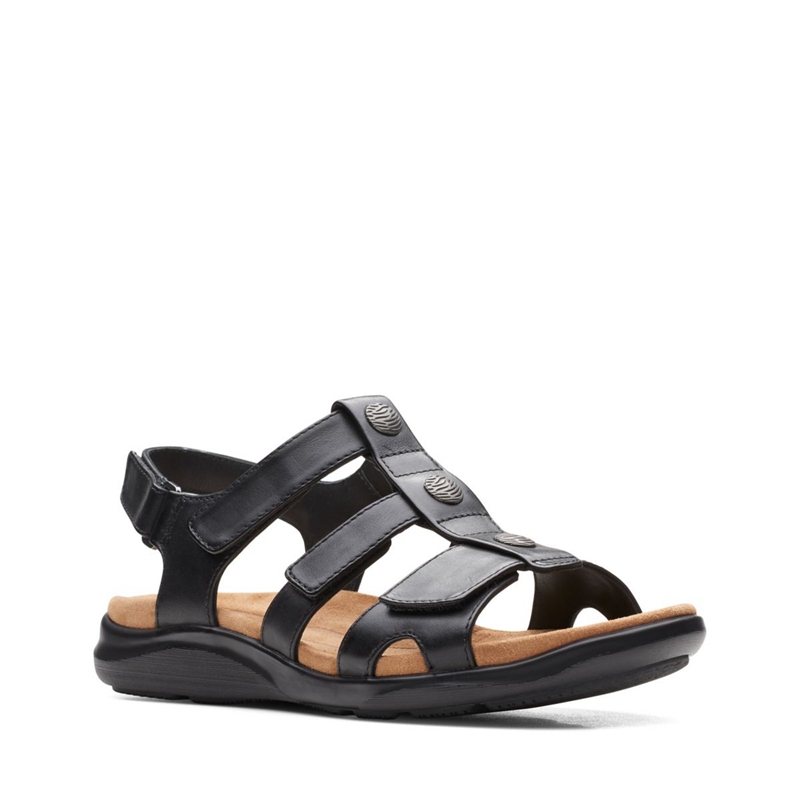 Black Women's Clarks Kylyn Step Leather Sandals | 3129785-BT