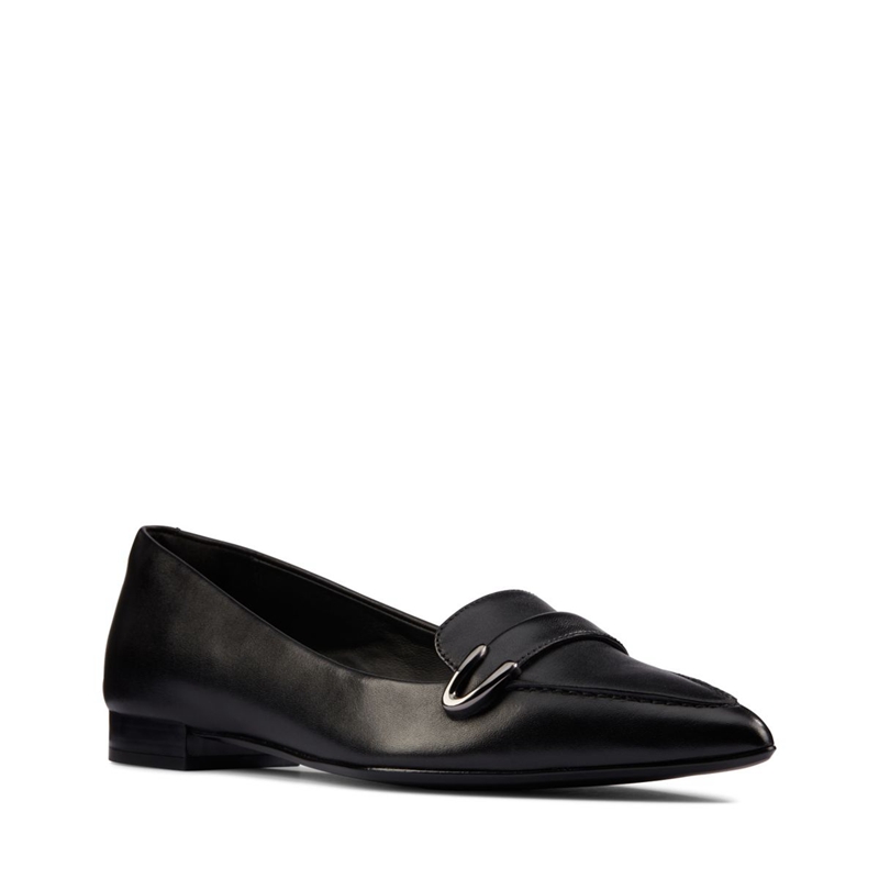 Black Women's Clarks Laina 15 Buckle Leather Flat Shoes | 0832149-CQ