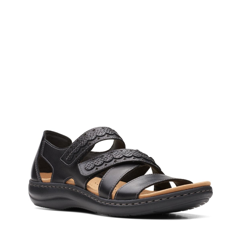 Black Women's Clarks LaurieannHolly Leather Sandals | 4083956-SB