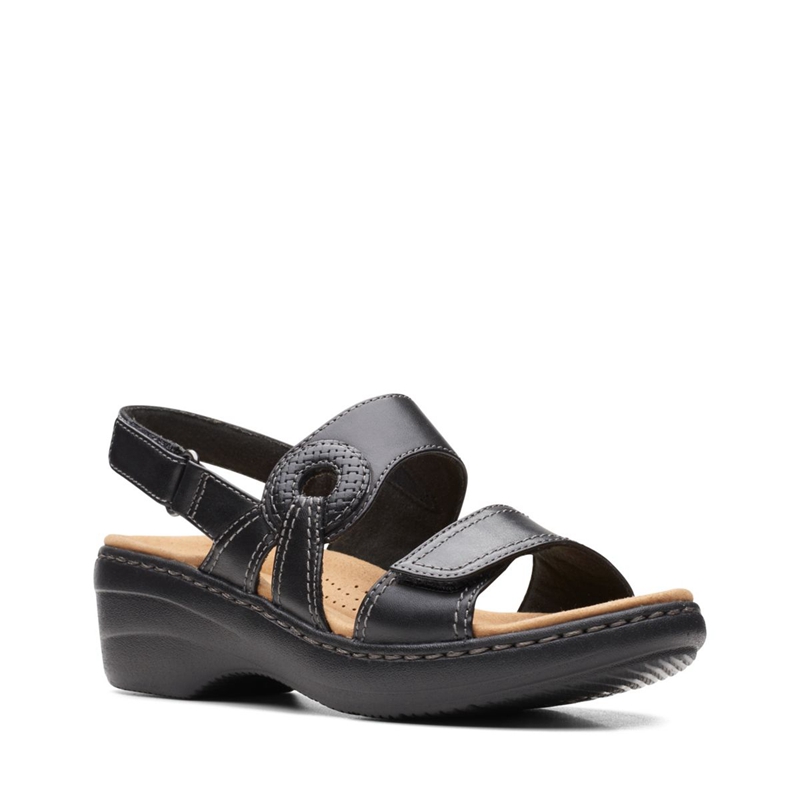 Black Women's Clarks Merliah Opal Leather Sandals | 3594086-ND