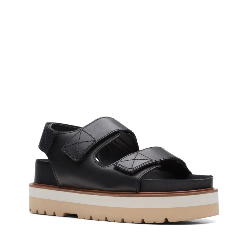 Black Women's Clarks Orianna Sea Leather Sandals | 9265830-DB