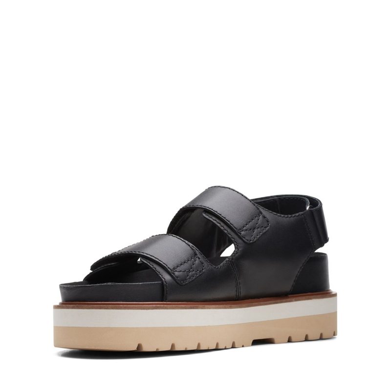 Black Women's Clarks Orianna Sea Leather Sandals | 9265830-DB