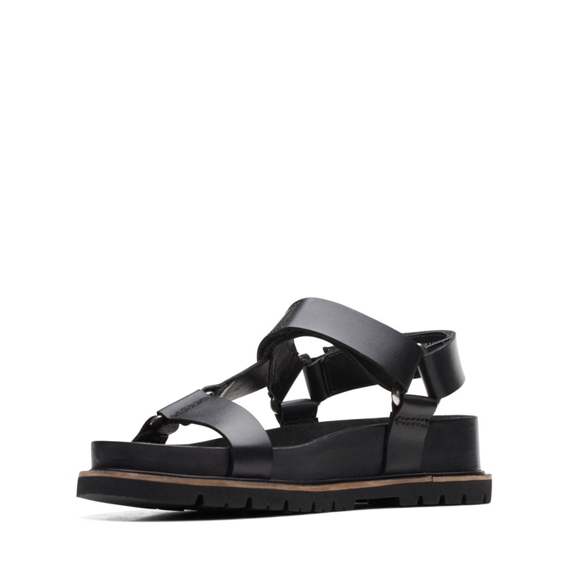 Black Women's Clarks Orianna Sporty Leather Sandals | 2614579-HS