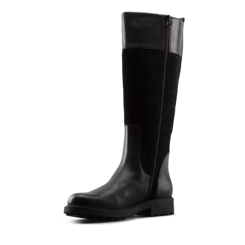 Black Women's Clarks Orinoco 2 Hi WLined Lea Knee High Boots | 4890513-PZ