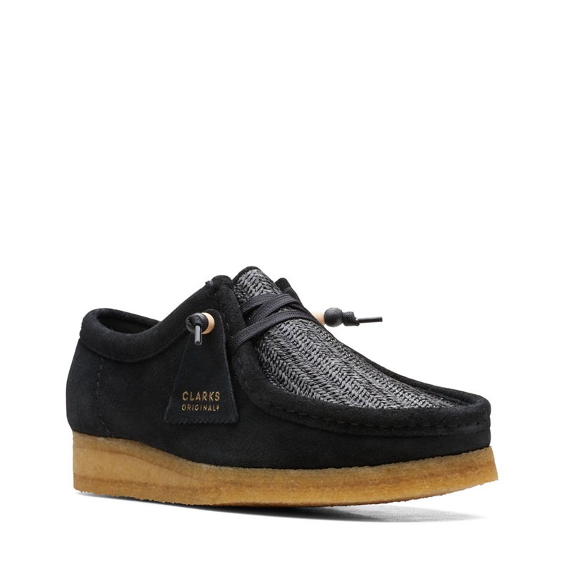 Black Women's Clarks Raffia Desert Boots | 5168379-AM