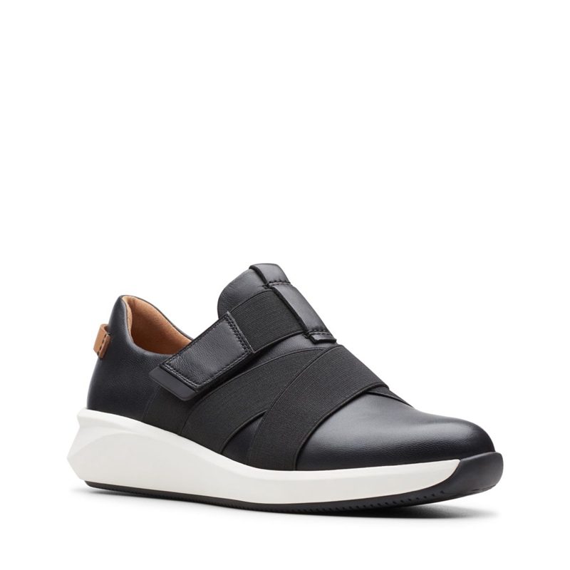 Black Women's Clarks Un Rio Strap Leather Sneakers | 5749213-EG