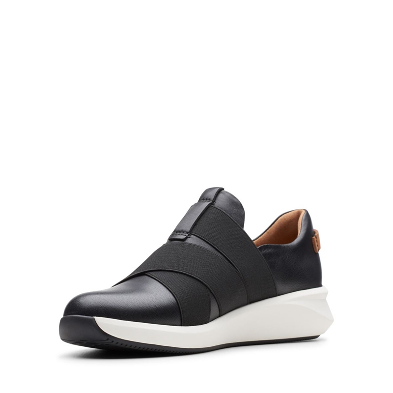 Black Women's Clarks Un Rio Strap Leather Sneakers | 5749213-EG