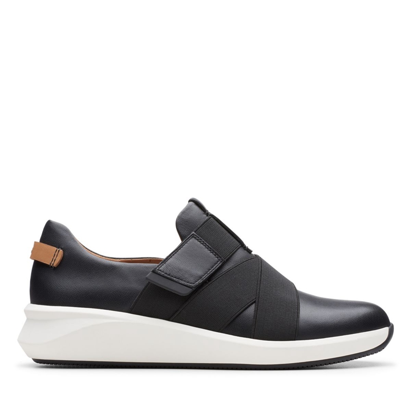 Black Women\'s Clarks Un Rio Strap Leather Sneakers | 5749213-EG