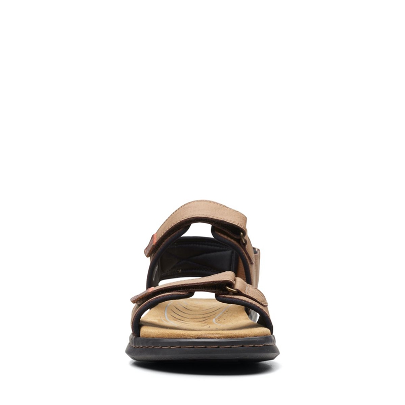 Brown Men's Clarks Hapsford Creek Leather Sandals | 0895376-GR