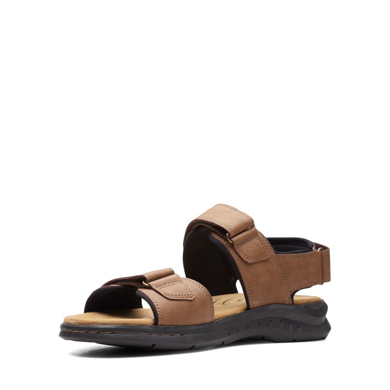 Brown Men's Clarks Hapsford Creek Leather Sandals | 0895376-GR