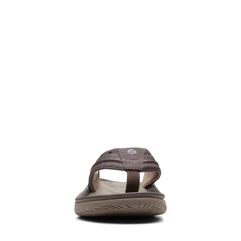 Brown Men's Clarks Wesley Post Flip Flops | 2169583-VN