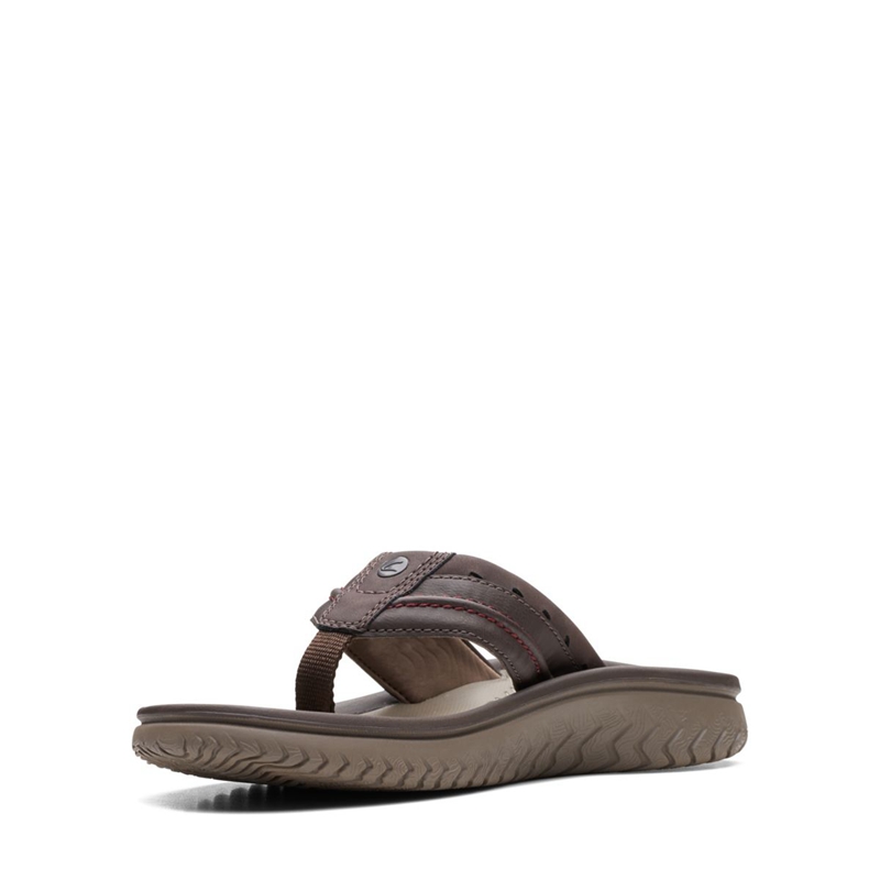 Brown Men's Clarks Wesley Post Flip Flops | 2169583-VN