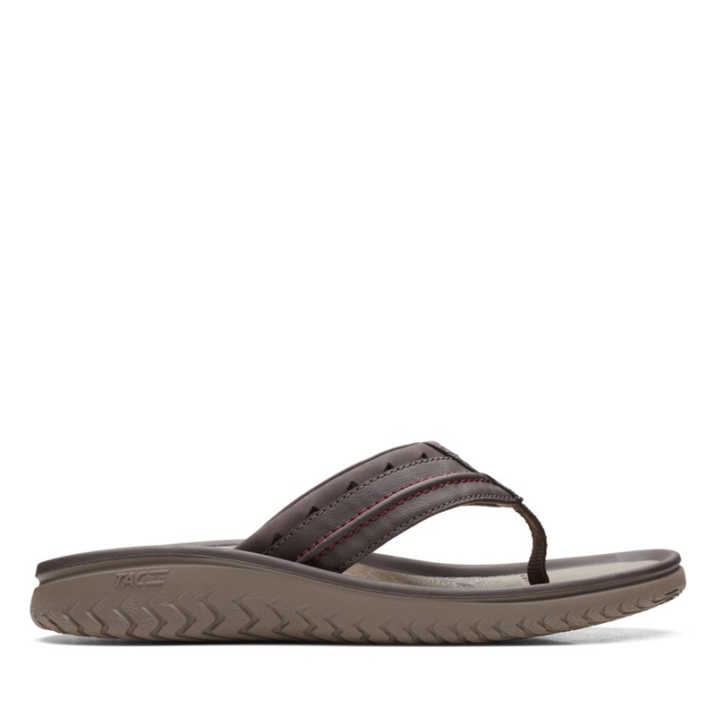 Brown Men\'s Clarks Wesley Post Flip Flops | 2169583-VN