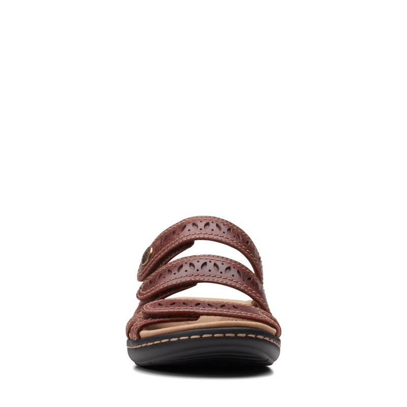 Brown Women's Clarks Laurieann Dee Mahogany Leather Sandals | 1568049-OU