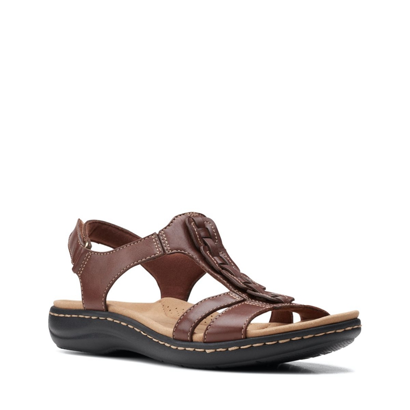 Brown Women's Clarks Laurieann Kay Leather Sandals | 4067293-DS