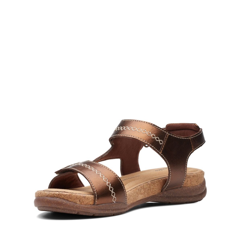 Brown Women's Clarks Roseville Mae Leather Sandals | 2587936-TP