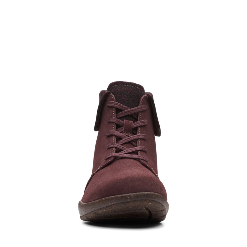 Burgundy Women's Clarks Roseville Lace Suede Desert Boots | 1486507-MG