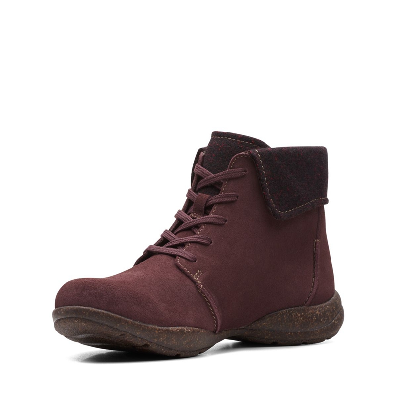 Burgundy Women's Clarks Roseville Lace Suede Desert Boots | 1486507-MG