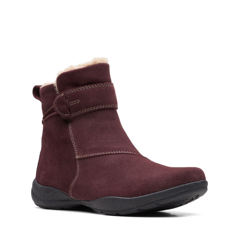 Burgundy Women's Clarks Suede Desert Boots | 8456321-NB