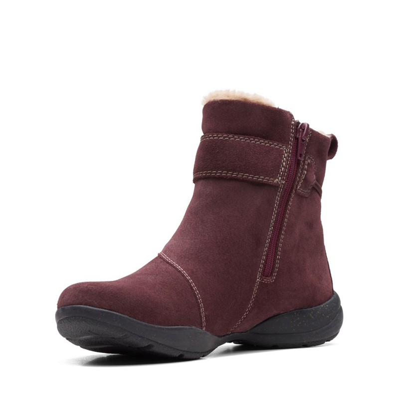 Burgundy Women's Clarks Suede Desert Boots | 8456321-NB