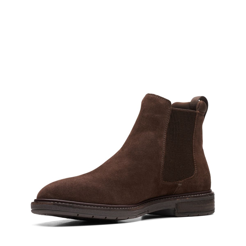 Dark Brown Men's Clarks Clarkdale Hall Suede Chelsea Boots | 0586479-UO