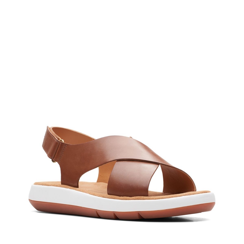 Dark Brown Women's Clarks Jemsa Cross Lea Sandals | 9374085-YX