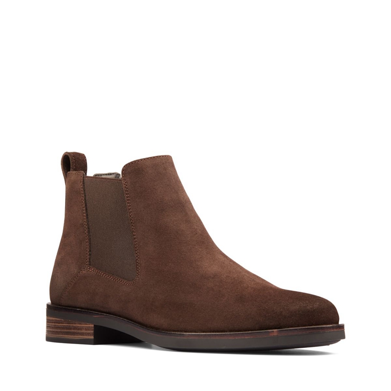 Dark Brown Women's Clarks Memi Top Suede Chelsea Boots | 0821359-HJ