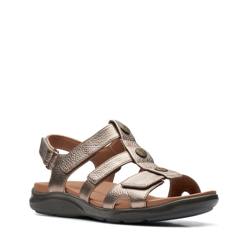 Gold Metal Women's Clarks Kylyn Step Sandals | 6254031-NV