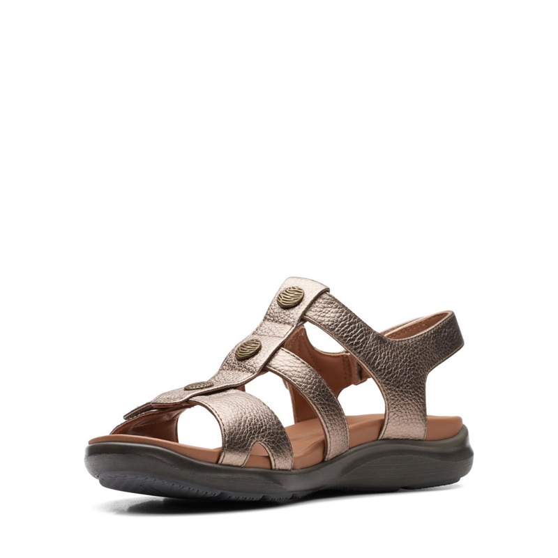 Gold Metal Women's Clarks Kylyn Step Sandals | 6254031-NV