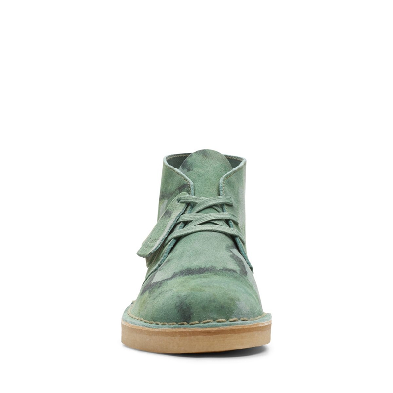 Green Men's Clarks Coal Camo Desert Boots | 7120895-CY