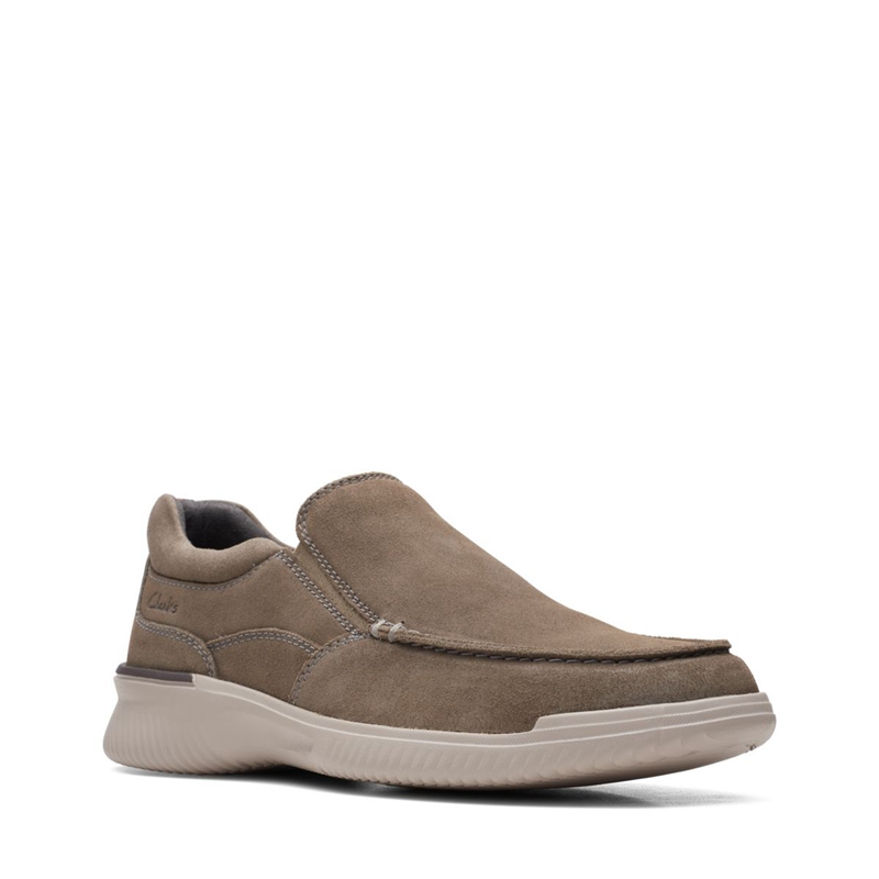 Grey Men's Clarks Donaway Free Stone Slip Ons | 2751436-DI