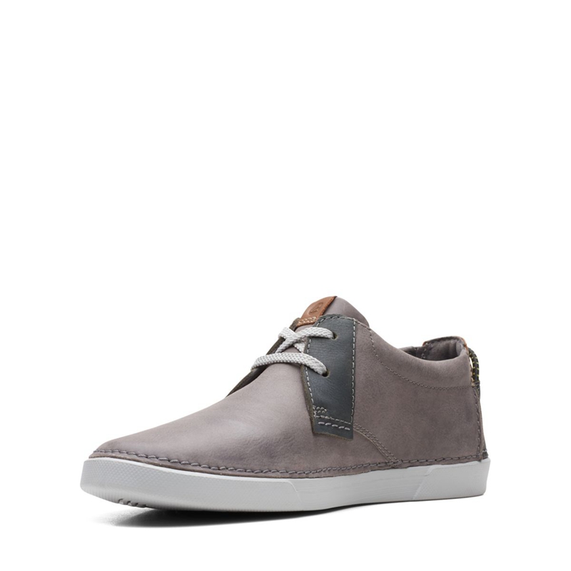 Grey Men's Clarks Gereld Low Leather Slip Ons | 6435270-GW