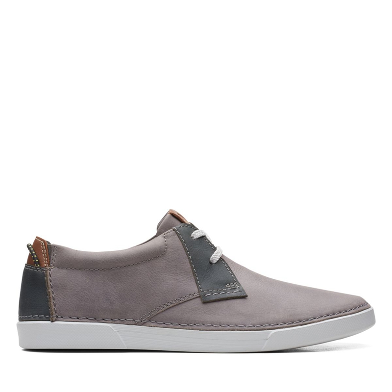 Grey Men\'s Clarks Gereld Low Leather Slip Ons | 6435270-GW