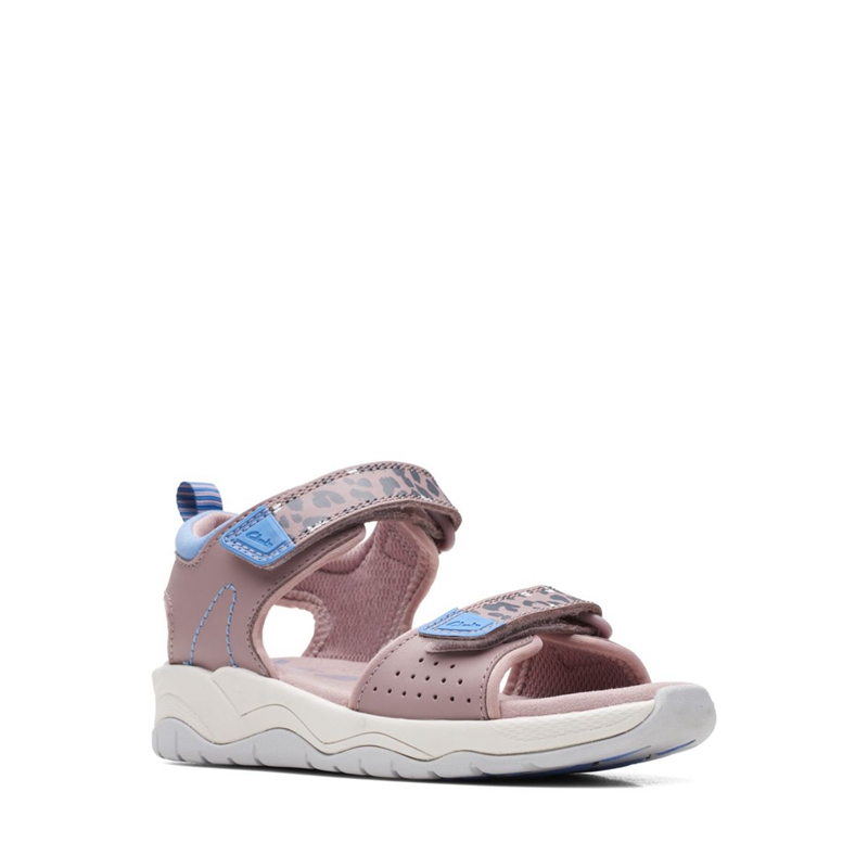 Grey / Pink Kids' Clarks Clowder Print Kid Sandals | 8156293-OE