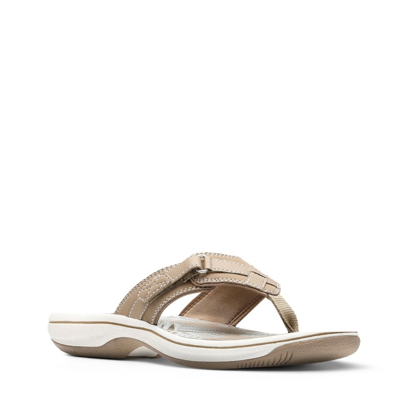 Grey Women's Clarks BREEZE SEA Flip Flops | 3897502-KZ