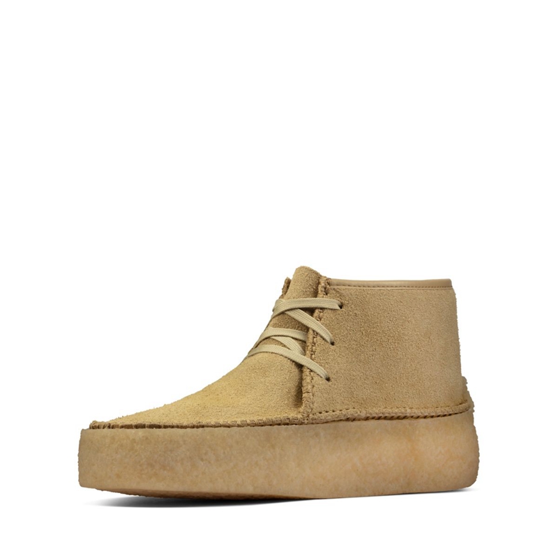 Khaki Men's Clarks Caravan Maple Suede Booties | 9286017-CJ