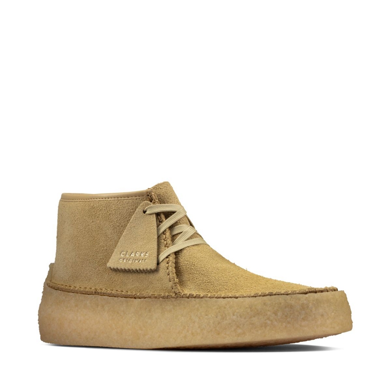 Khaki Men's Clarks Caravan Maple Suede Desert Boots | 0163245-EN