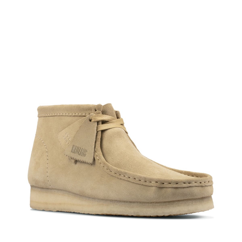 Khaki Men's Clarks Maple Suede Desert Boots | 9653712-KF