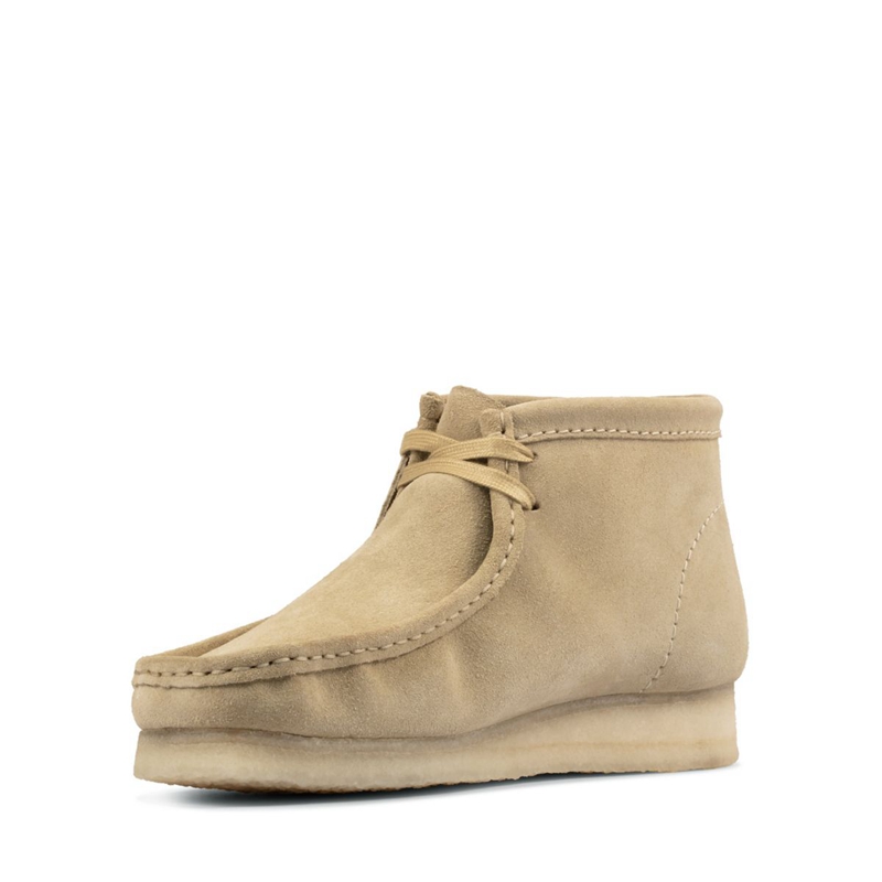 Khaki Men's Clarks Maple Suede Desert Boots | 9653712-KF