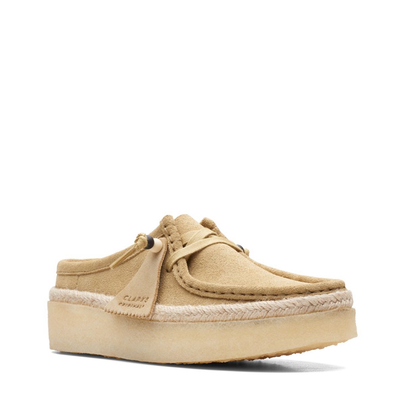 Khaki Women's Clarks Wallabee Cup Lo Maple Suede Slip Ons | 4238759-BJ