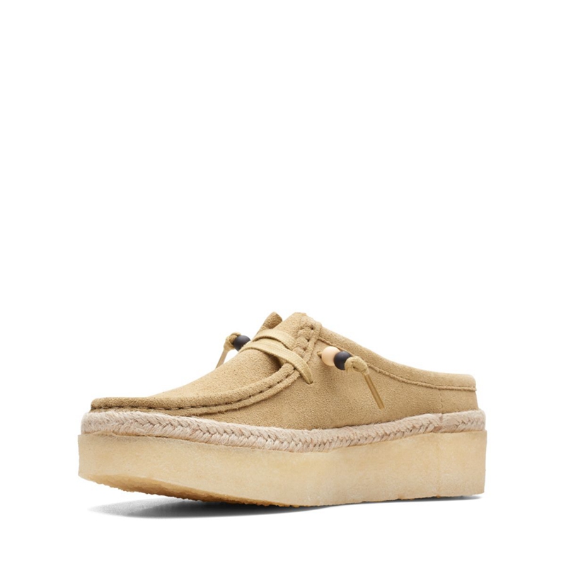 Khaki Women's Clarks Wallabee Cup Lo Maple Suede Slip Ons | 4238759-BJ