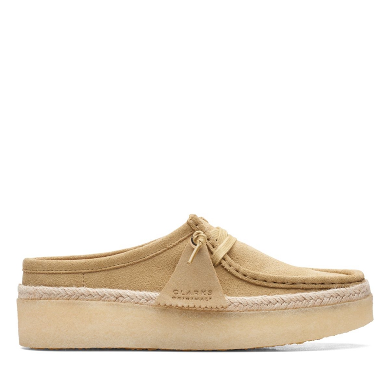 Khaki Women\'s Clarks Wallabee Cup Lo Maple Suede Slip Ons | 4238759-BJ